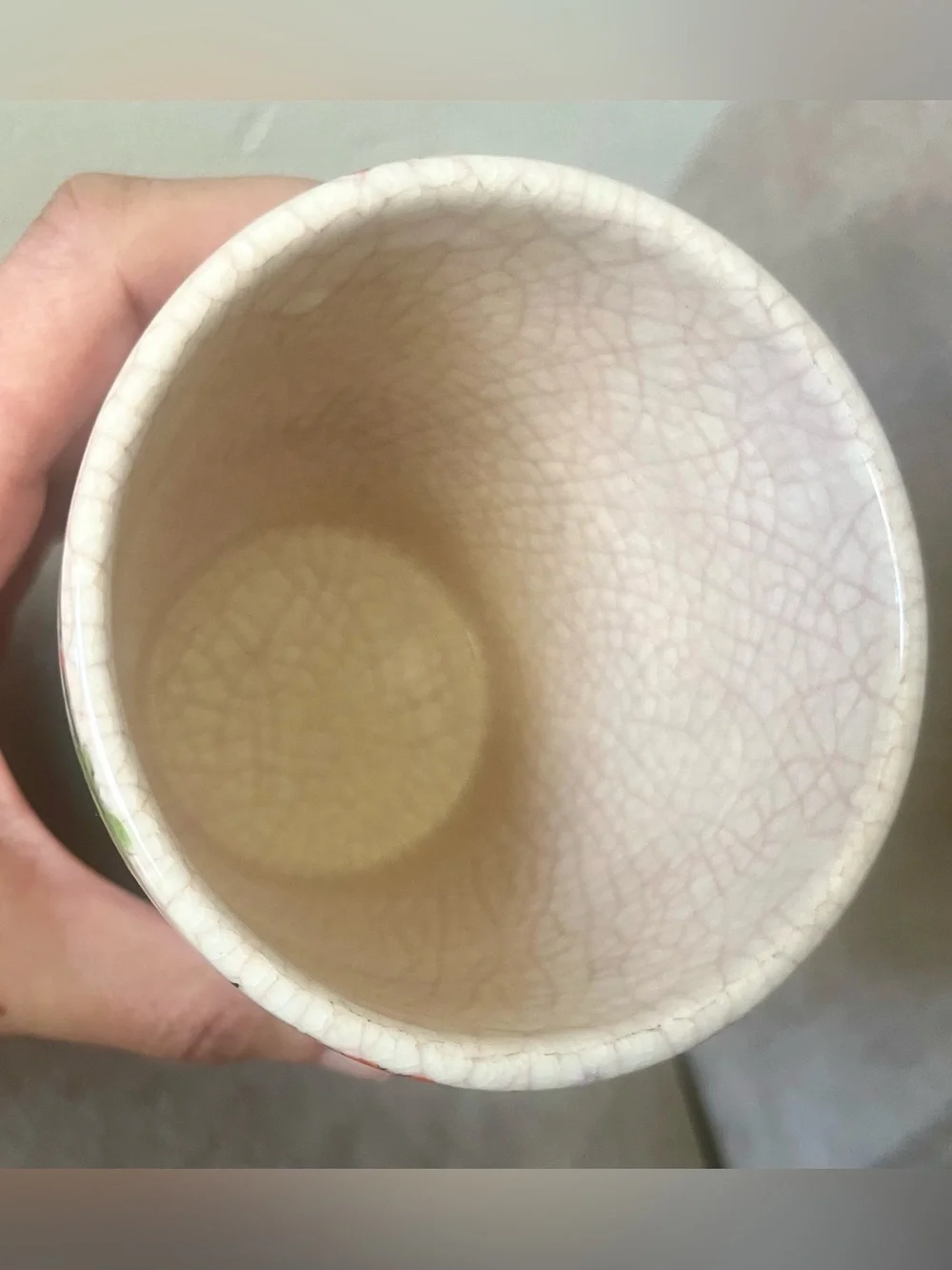 Vintage Japanese Yunomi Tea Cup Signed Maple Crackle Glaze